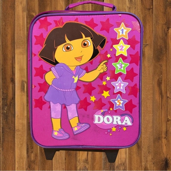 Nickelodeon Other - Dora the Explorer Kids Rolling Suitcase – Pink Stars 1–5 – Trolley Luggage